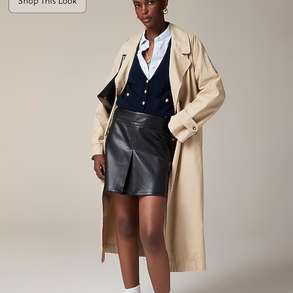 J crew Center-pleat mini skirt in faux leather - Picture 1 of 5